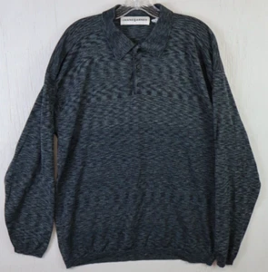 Mens Jhane Barnes Long Sleeve Polo Shirt Size XL Gray Geometric Silk - Picture 1 of 8
