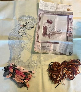 KIT DE TRABAJO/ARTESANÍA DE AGUJA VINTAGE, BAILARINA PARAGON, 26 X 28" BORDADO CREWEL - Imagen 1 de 9