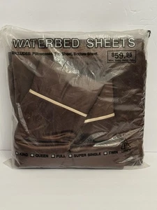 Vintage Delta King dunkelbraun Satin Wasserbettlaken Set - Bild 1 von 10