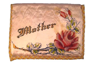 Mother Satin Travel Jewelry Case Painted Flower Rose Hawley PA AS IS Vintage (O) - Picture 1 of 12
