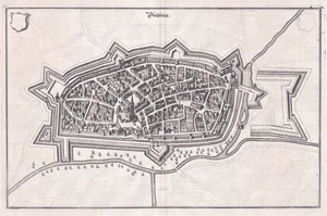 Duisburgo vista general mapa grabado en cobre Merian 1650 - Imagen 1 de 1