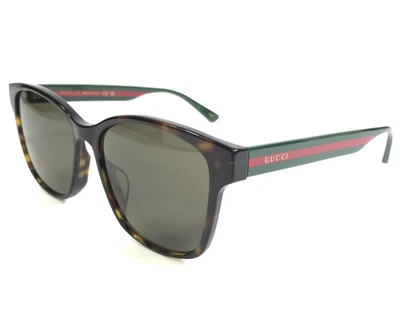 Gafas de sol Gucci GG0417SK 003 rojo tortuga verde marcos cuadrados con lentes marrones Foto 1 de 4