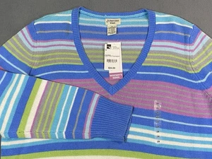 Nuevo Suéter a Rayas Multicolor Cuello en V Algodón Saint John’s Bay Con Defectos 2X - Imagen 1 de 16