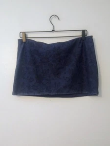 Edikted Mini Skirt Pull-On Large Navy Floral Lace Trim Stretch Boho Dancing - Picture 1 of 7
