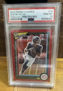 2022 Panini Classics. Justin Fields. Timeless Tributes Red. Gem Mint PSA 10 - Bild 1 von 3