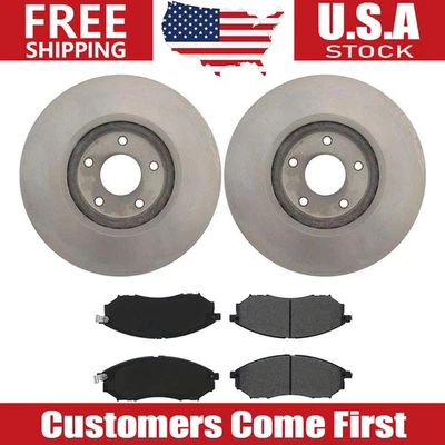 Front Brake Rotors + Ceramic Brake Pads for 2010 - 2014 2015 2016 Renault Koleos - Image 1 of 4