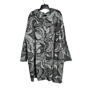 Fenini Tunika Größe 3X schwarz weiß Kunst Lagenlook geometrische Knopfleiste hergestellt in den USA - Bild 1 von 8