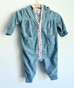 Carter's Einteiliger Schlafanzug mit Kapuze blau gepunktet Fuchs Gr. 3M - Bild 1 von 3