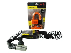 Kryptonite Evolution Series 4 Disc Lock ORANGE w/ 912 4ft Integrated Chain - Picture 1 of 4