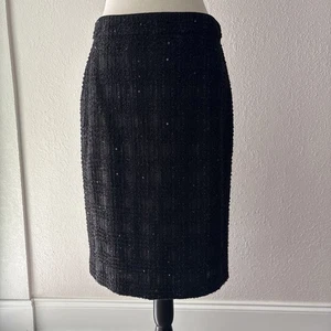 NWT Ann Taylor Black Tweed Sparkle Pencil Skirt Business Career Sz 8 - Picture 1 of 6