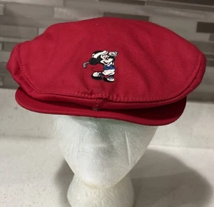 Vintage Disney Mickey Mouse Pro Red Newsboy Cabbie Golf Cap Made in USA - Bild 1 von 11