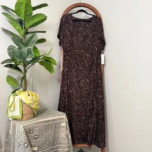 Weiche Umrandung 3x braun Jersey Strick Caity Maxikleid in abstraktem Paisley - Bild 1 von 8