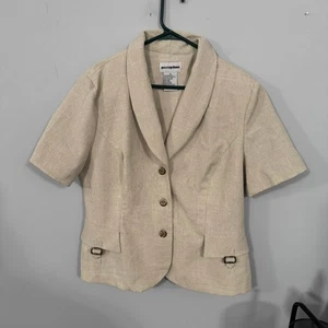 Vintage Perceptions Short Sleeve Button Down Blazer Jacket Women's Plus Size 14 - Picture 1 of 7