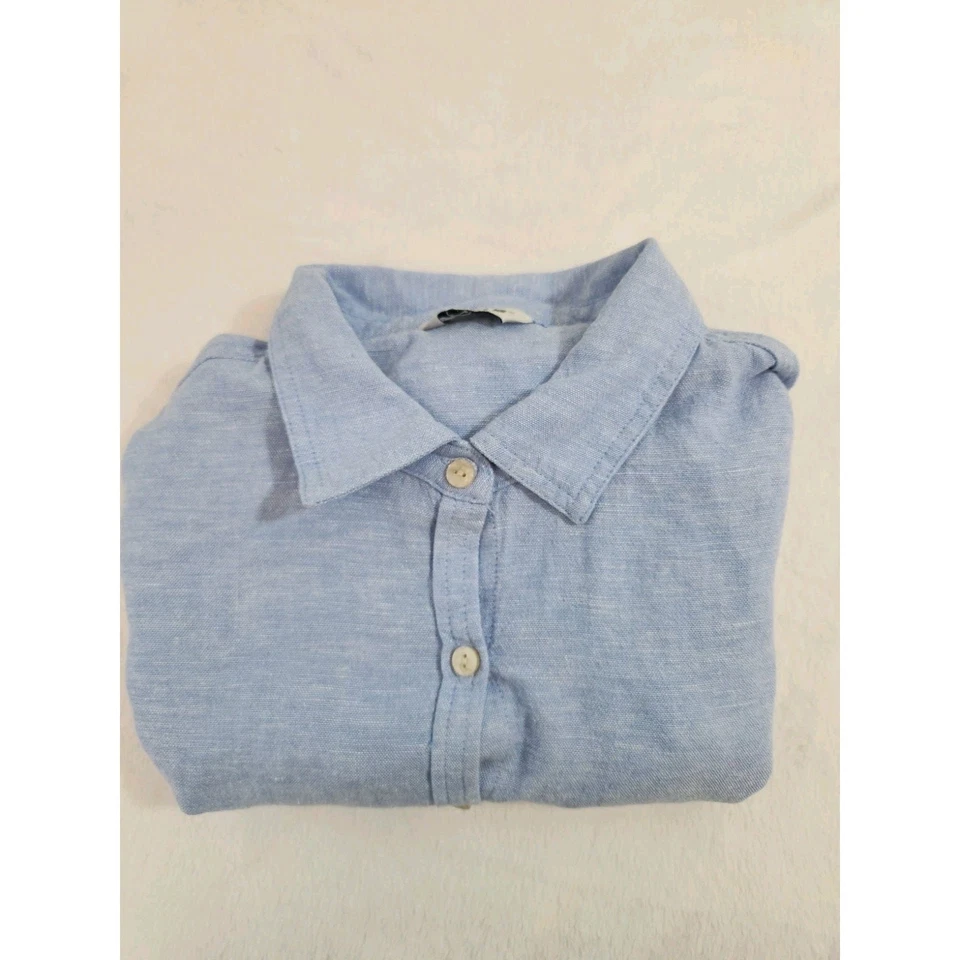 Блузка женская Orvis большая синяя с длинным рукавом льняная смесь Raylon рубашка топ - Изображение 1 из 4