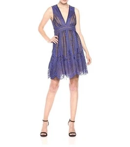 BCBG MaxAzria Dress Size 2 Regal Blue Embroidered Kellyn Lace Cocktail Party - Picture 1 of 16