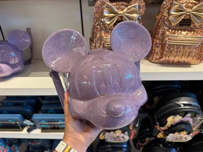 Bolso Mickey Loungefly X Parks púrpura brillo embalaje original Disney NUEVO Foto 1 de 4