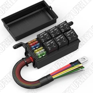 5-pin Relay Box 6 Way Pre-Wired Relay Fuse Box For Automotive Marine Boat - Picture 1 of 6