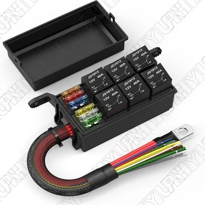 5-pin Relay Box 6 Way Pre-Wired Relay Fuse Box For Automotive Marine Boat - Image 1 of 4