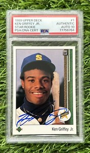 Ken Griffey Jr. 1989 Upper Deck #1 Signed Rookie Baseball Card Auto PSA 10