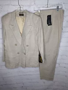 Tuta donna Giorgio Sant'Angelo beige foderata in lino pantalone taglia 16 - Foto 1 di 14