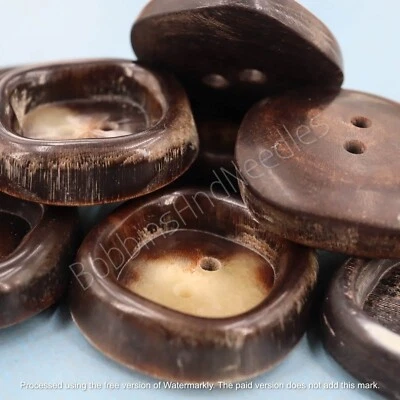 Set of 9 Mock Horn Buttons Ø 21 mm Vintage Galalith Buttons Retro Upcycling - Image 1 of 4