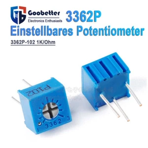 10Pcs Precision Potentiometer 3362P-102 1K/Ohm Glass Glaze Adjustable Resistor - Picture 1 of 6