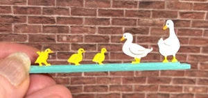 Original OOAK Mini Dollhouse Wood Duck Family Garden Decor Easter N Woolmer - Picture 1 of 3
