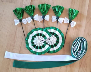 Set of Draft Horse Decorations - Green, White Mane, Tail, Flowers - Picture 1 of 2