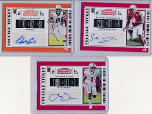  2019 Contenders Draft 3pc AUTO DARIUS SLAYTON JOHNNIE DIXON & STANLEY MORGAN Jr - Picture 1 of 1