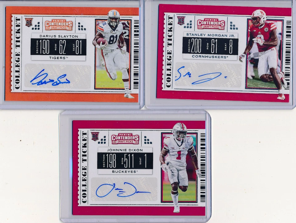  2019 Contenders Draft 3pc AUTO DARIUS SLAYTON JOHNNIE DIXON & STANLEY MORGAN Jr - Image 1 of 1