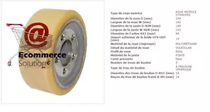 ROUE MOTRICE VULKOLLAN TRANSPALETTE GERBEUR L12 L16  LINDE FENWICK 254 102 80 mm - Picture 1 of 2