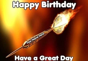 Personalisierte Grußkarte Happy Birthday Name auf Dart Codedart Sohn Papa Enkel - Bild 1 von 1