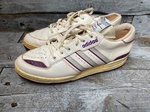 Vintage 80's Adidas white low top white leather sneakers ivan lendi SZ 9.5 - Picture 1 of 15