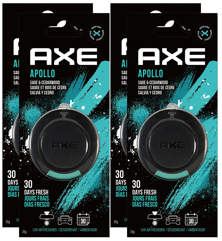 Axe Apollo Hanging 3D Disc Car Air Fresheners, 4 Packs