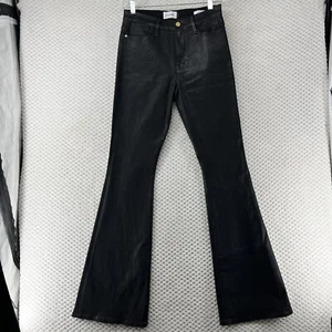 Frame Le High Flare Coated Jeans Black Size 31 Tall Noir Stretch $278 MSRP - Picture 1 of 12