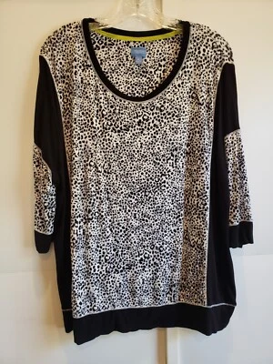 SIMPLY VERA MUJER DIVERTIDO ESTILO JERSEY TOP TALLA XL BLANCO Y NEGRO LUNARES Foto 1 de 4