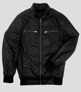 $240 XRAY Men's Black Faux Leather Moto Bomber Full-Zip Jacket Coat Size S - Picture 1 of 1