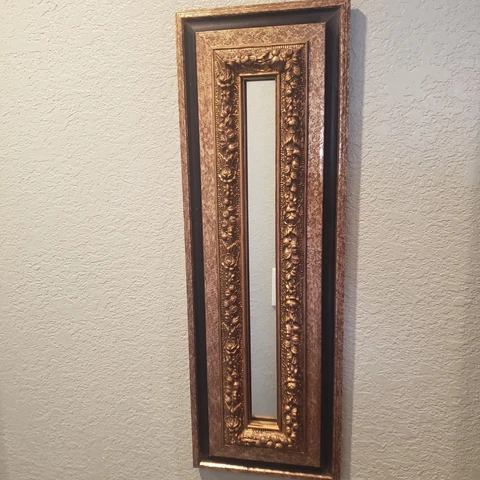 Vintage Gold Floral Wood Frame Wall Mirror Accent Wall Decor Made in USA S33575 Cover