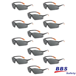 12 PAIR Safety Glasses Smoke Gray Lens Eyewear Canthus Work Sports Rubber Tips - Picture 1 of 4