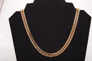 Real 24K Gold Layered Double Curb 10MM Chain Necklace W/ Free Lifetime Guarantee - Picture 1 of 2