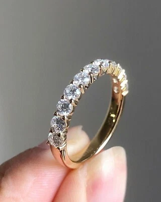 2 kt Lab Created Diamant Ewigkeit ästhetischer Band 18 K Gelbgold Ringgröße 7 - Bild 1 von 4