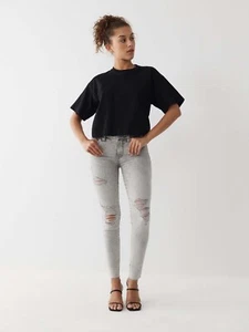 True Religion Women's Jennie Mid Rise Super Skinny Jeans Size 28 Distressed - Picture 1 of 10