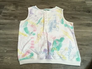 Goola Gong Womens Vintage Top Size Medium Pastel PulloverWhite Button Down Tank - Bild 1 von 5
