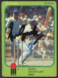 Signed 1981 1982 India Men's ODI Cricket Scanlens Card - Sunil Gavaskar - Bild 1 von 3