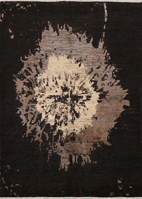 Vegetable Dye Abstract Wool Modern Rug 5x6 Handmade Wool Carpet - Image 1 of 4