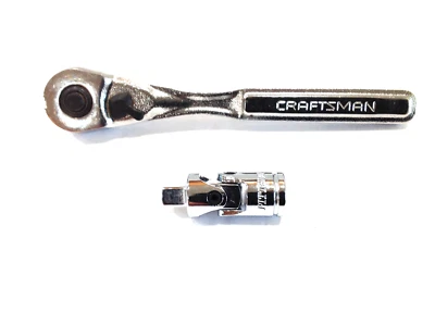 CRAFTSMAN 1/4 Inch Quick Release Ratchet plus PITTSBURGH 1/4 Inch Swivel Socket - Image 1 of 2