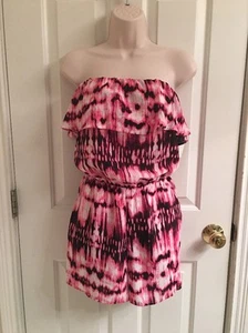 NWT- Junior Women's Decree Pink/Black/White Sleeveless Romper-Size XS - Picture 1 of 12