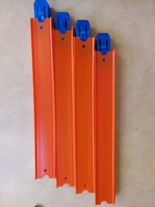 Lot of 20 Hot Wheels Orange 12" Tracks w/ 20 Blue Connectors - Picture 1 of 7