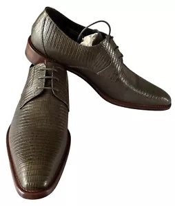 Paul Fredrick Mens US 10.5 M Italian Leather Oxford Shoes Brown Lizard Print - Picture 1 of 12