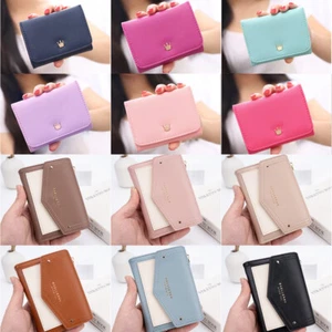 Womens Cute Wallet PU Leather Credit Card Holder Trifold Wallet Small Purse Gift - Picture 1 of 31